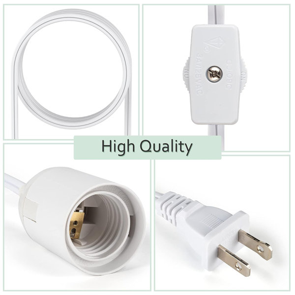 JACKYLED Extension Hanging Lantern Cord Cable UL 12Ft 360W E26 E27